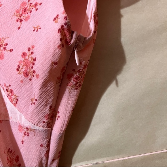 Free People | Joaquin Dress Peach Combo Floral Ruffle Godet Midi Dress Size S - Picture 11 of 15